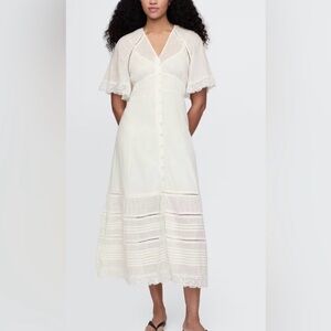 NWT! Gap New Off White Lace-Trim Midi Dress - Size Medium 🎮